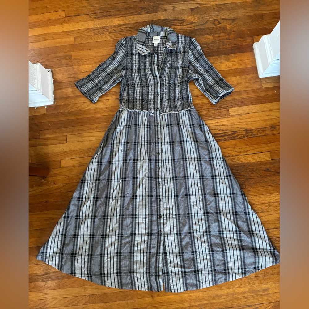Anthropologie Maeve Plaid Button-Up Dress